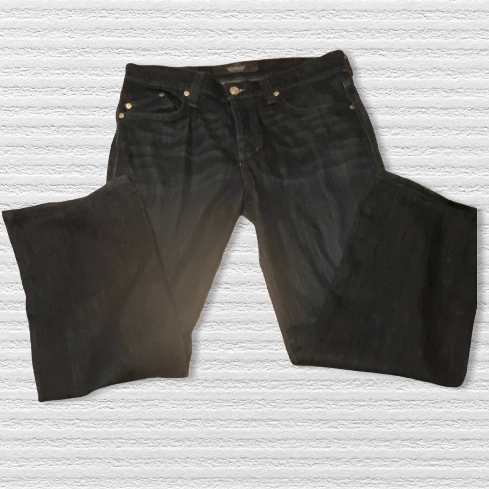 Rock & Republic Jeans Dark Blue 36 NEIL Button Fly Green Pocket Logo - Picture 4 of 13